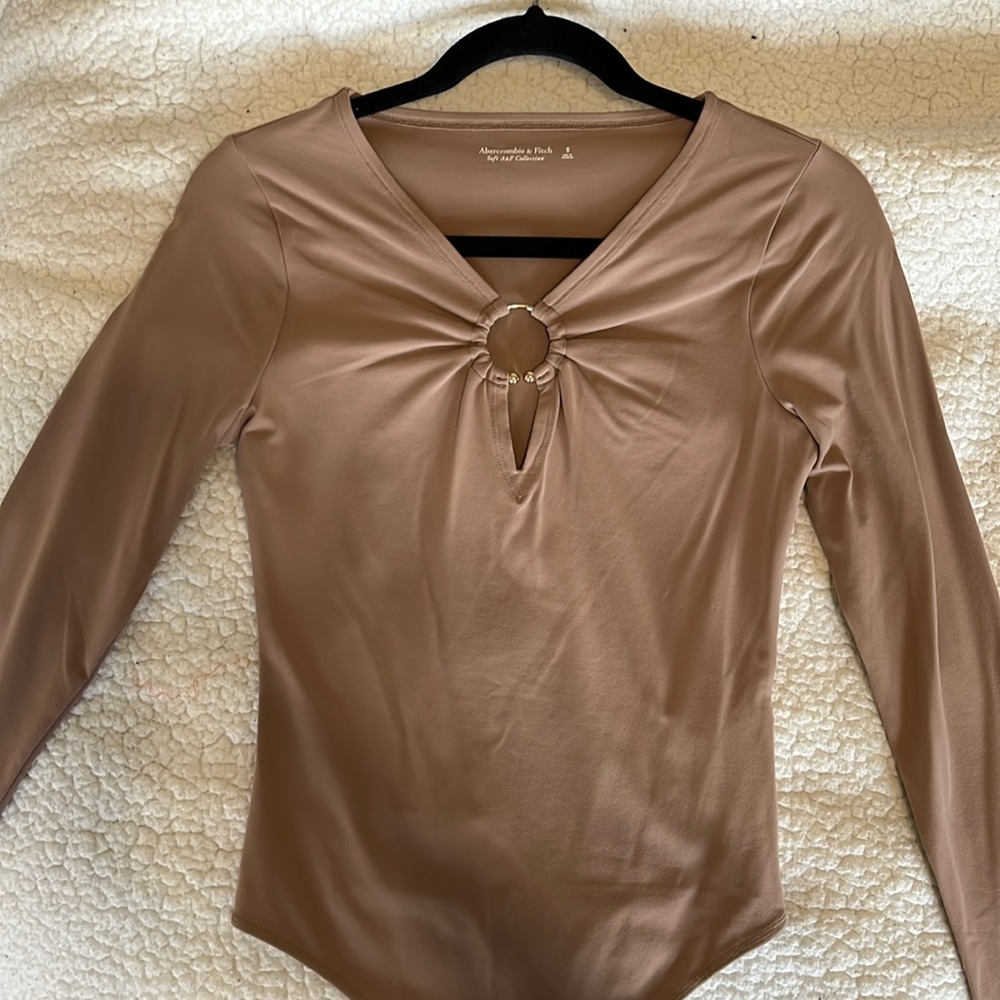 Abercrombie Tan Body Suit with Gold Chest Cut Out - Never Worn